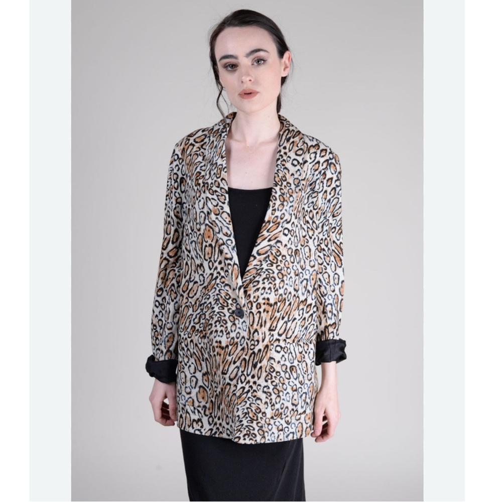 RAQUEL ALLEGRA Silk SHAWL Duster Jacket in CLASSIC LEOPARD size S